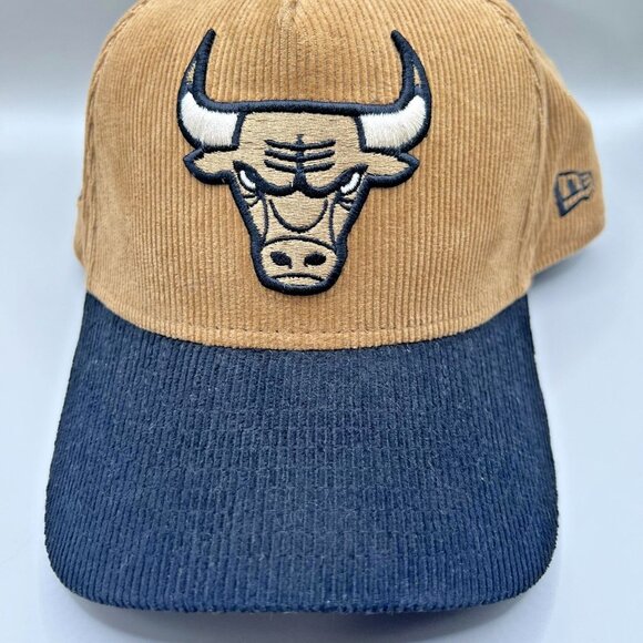 Chicago Bulls Hat Cap Snap Back Men One Size Tan NBA Basketball New Era Corduroy - Picture 5 of 8